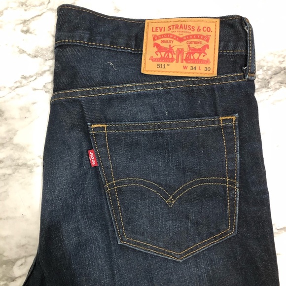Levi’s 511 dark blue 34-30 straight leg jeans - Picture 1 of 6